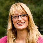 stock photo of an adult woman with braces